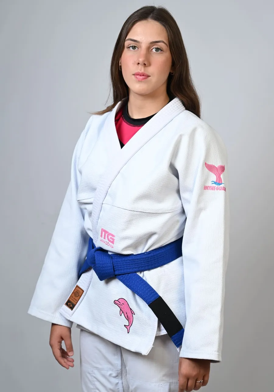 Kimono In The Guard Feminino Amazônia BOTO ROSA - Branco