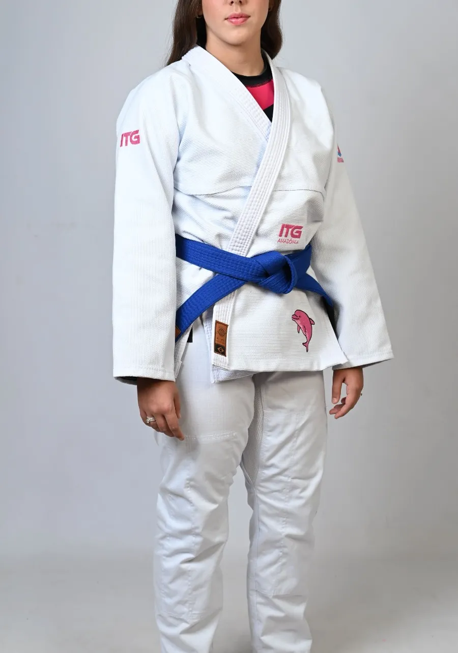 Kimono In The Guard Feminino Amazônia BOTO ROSA - Branco