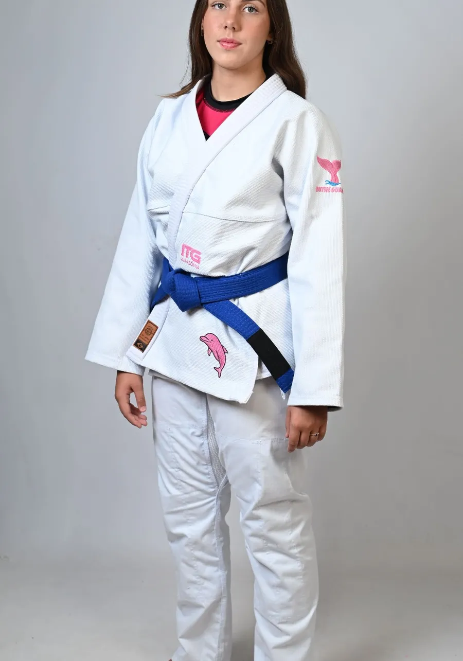 Kimono In The Guard Feminino Amazônia BOTO ROSA - Branco