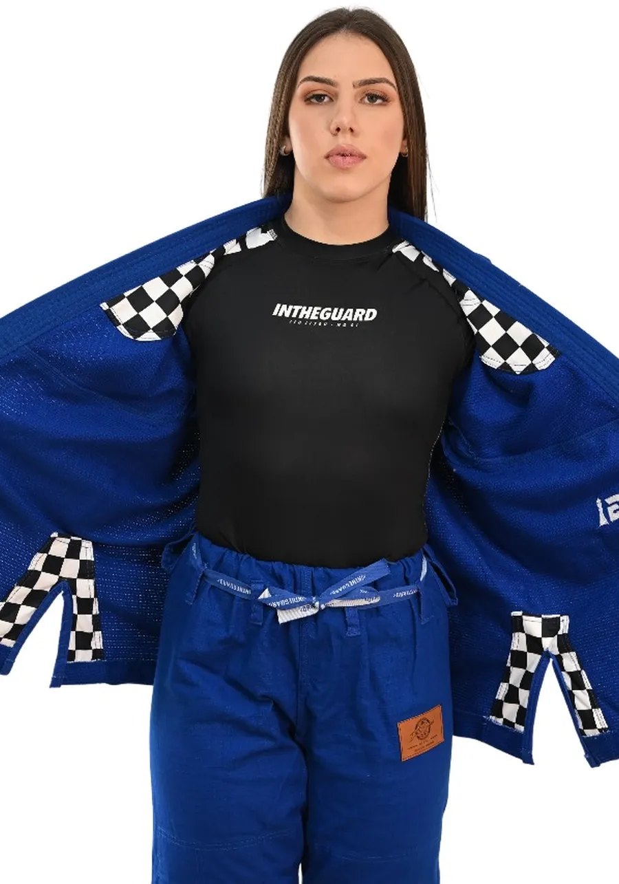 Kimono Feminino In The Guard Xadrez Pro Azul