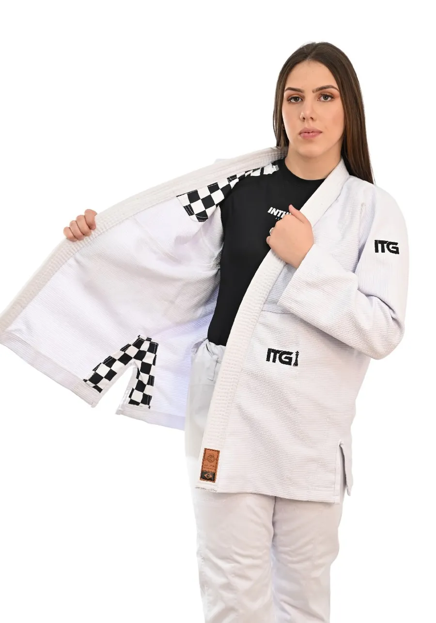 Kimono Feminino In The Guard Xadrez Pro Branco