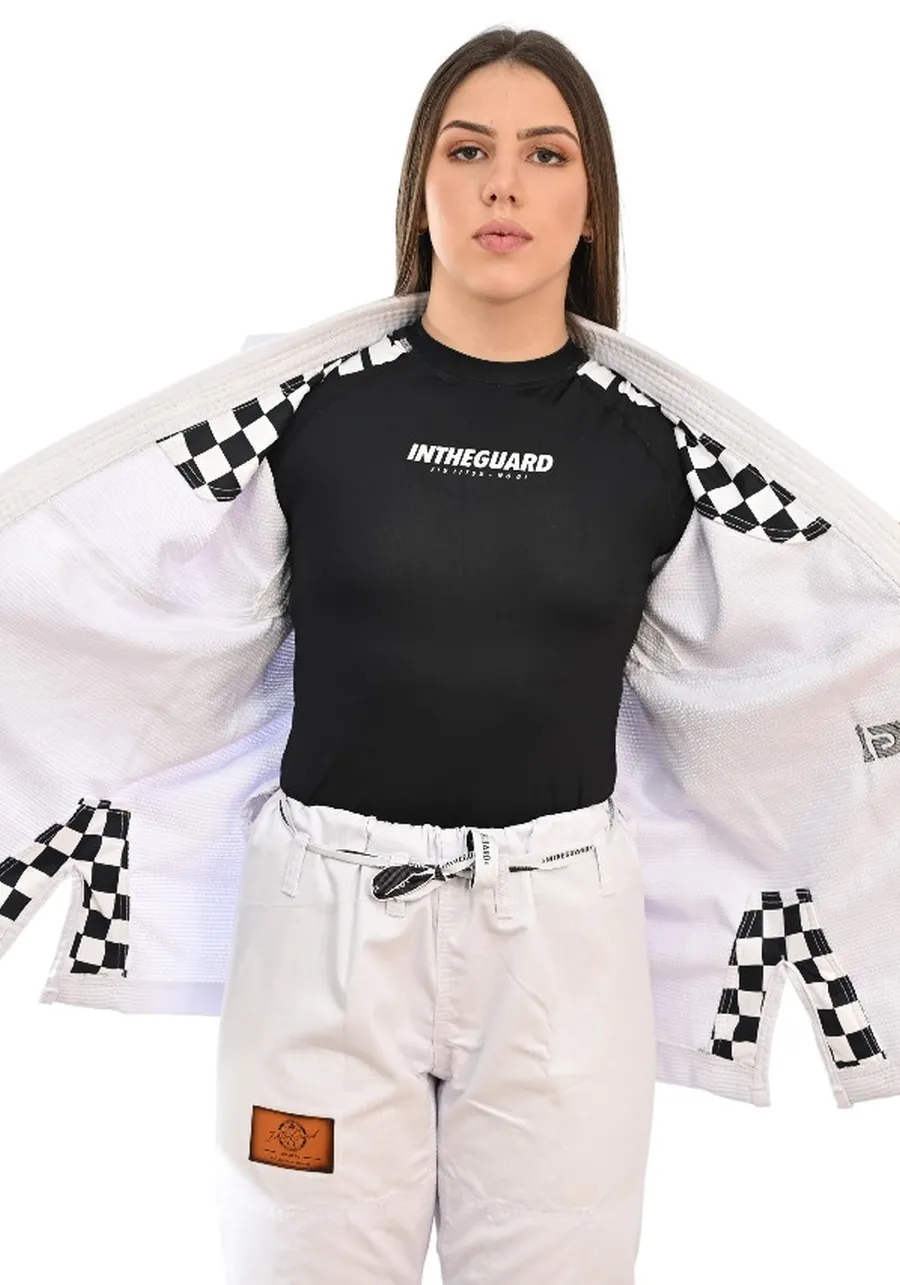 Kimono Feminino In The Guard Xadrez Pro Branco