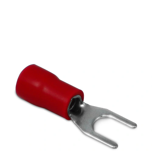 Terminal Pré-Isolado Tipo Forquilha - Cabo 1,5mm² - Vermelho - Forquilha 4,3 mm – SVS 1.25-4 - Cento SIBRATEC