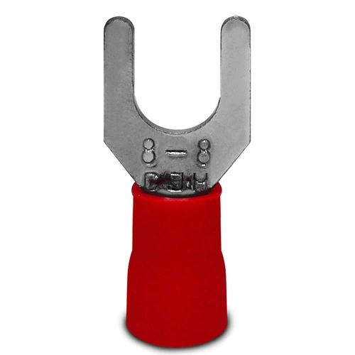 Terminal Pré-Isolado Tipo Forquilha - Cabo 10mm² - Vermelho - Forquilha 8,5mm – SV 8-8 SIBRATEC