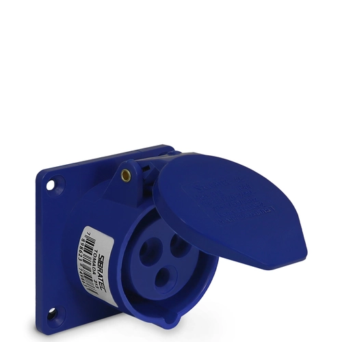 Tomada de Embutir 313 (413) - 2P+T 6H 220Vca/16A Azul IP44 Sibratec
