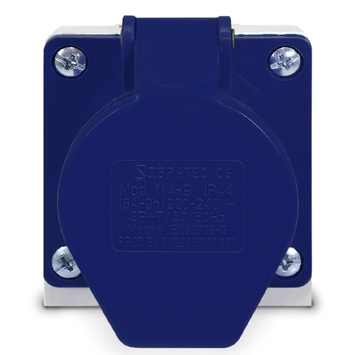 Tomada de Embutir 324-9 - 3P+T 9H 220Vca/32A Azul IP44 BETEL