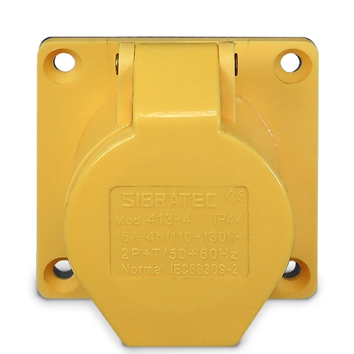 Tomada de Embutir 413-4 - 2P+T 4H 127Vca/16A Amarelo IP44 Sibratec