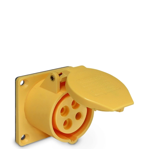 Tomada de Embutir 414-4 - 3P+T 4H 127Vca/16A Amarelo IP44 Sibratec