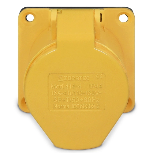 Tomada de Embutir 414-4 - 3P+T 4H 127Vca/16A Amarelo IP44 Sibratec