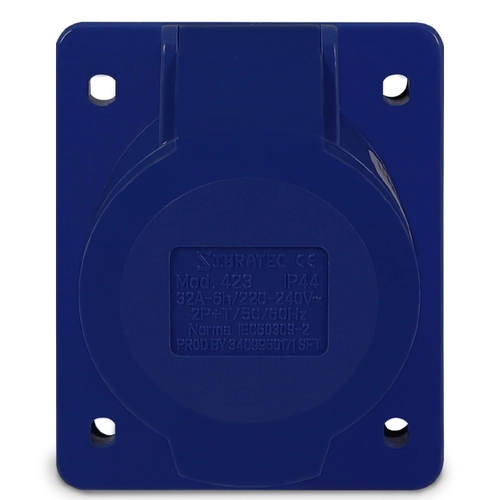 Tomada de Embutir 423 - 2P+T 6H 220Vca/32A Azul IP44 Sibratec