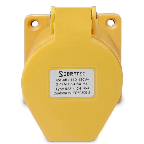 Tomada de Embutir 423-4 - 2P+T 4H 127Vca/32A Amarelo IP44 Sibratec