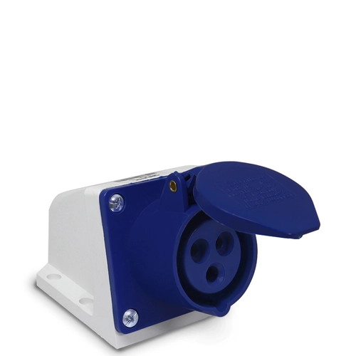 Tomada de parede/sobrepor 113 - 2P+T 6H 220Vca/16A Azul IP44 Sibratec