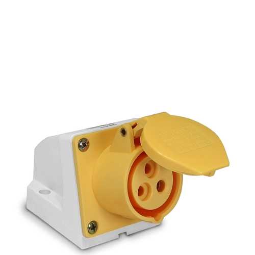 Tomada de parede/sobrepor 113-4 - 2P+T 4H 127Vca/16A Amarelo IP44 Sibratec