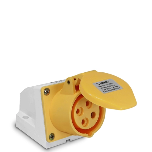 Tomada de parede/sobrepor 114-4 - 3P+T 4H 127Vca/16A Amarelo IP44 Sibratec