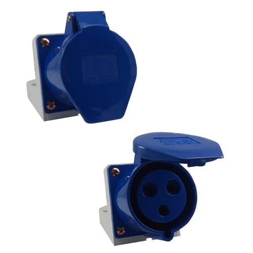 Tomada de parede/sobrepor 123 - 2P+T 6H 220Vca/32A Azul IP44 Sibratec