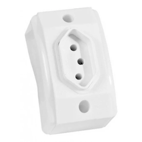 Tomada Externo 2P+T Padrão Brasileiro 10A 711 - Perlex