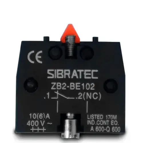 Bloco de Contato ZB2-BE102 com 1NF (vermelho) - Para Botões e Seletoras