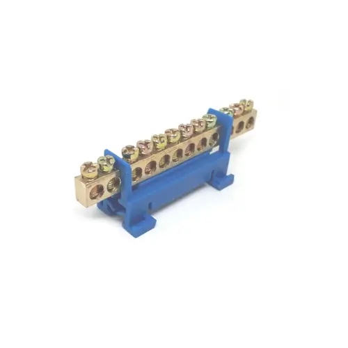 BORNEIRA 12 FUROS C SUPORTE DIN AZUL - BORNE 12 VIAS NEUTRO SIBRATEC