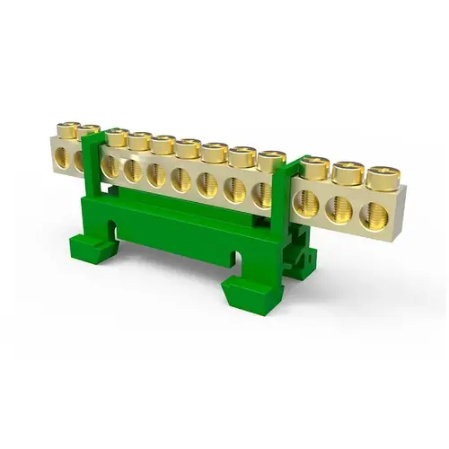BORNEIRA 12 FUROS C SUPORTE DIN VERDE - BORNE 12 VIAS TERRA SIBRATEC