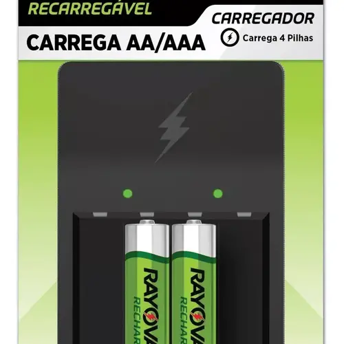 Carregador De Pilha AA AAA Rayovac + 02 Pilhas Aa 1350mah