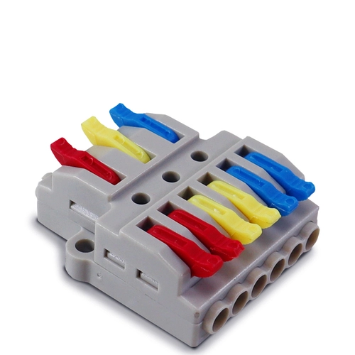 Conector Alavanca de Emenda e Derivação KV436 com 3 Entradas e 6 Saídas (3 Polos) 32A para Cabo de 0,08~4mm² Sibratec
