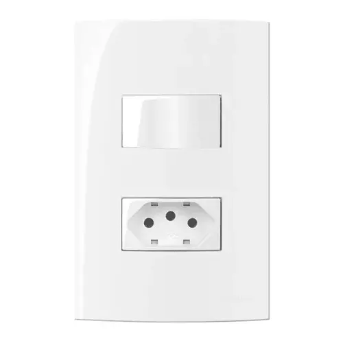 Conjunto 4×2  1 interruptor paralelo 10A 250V~ + 1 tomada 2P+T 10A 250V~ Margirius