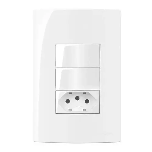 Conjunto 4×2 2 interruptores simples 10A 250V~ + 1 tomada 2P+T 10A 250V~ Margirius