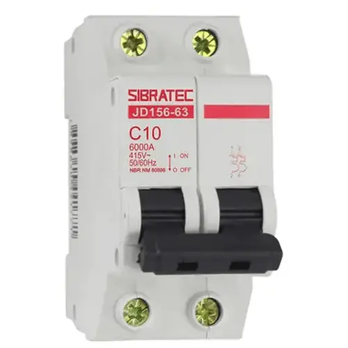 Disjuntor DIN Bifásico Curva C - 6ka - JD156 SIBRATEC - 70A
