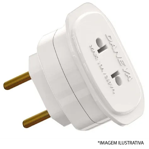 Adaptador Universal 2P 10A/250V Branco 1659- Daneva