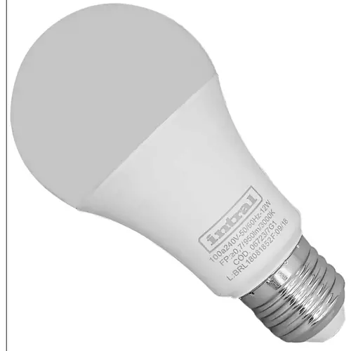 Lâmpada Bulbo Led 12w Bivolt E27 Branco Frio Intral