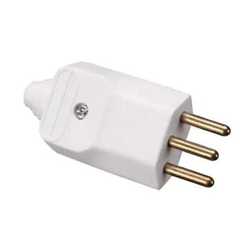Plugue desmontável 2P+T 180º de 20A com prensa cabos  - Branco
