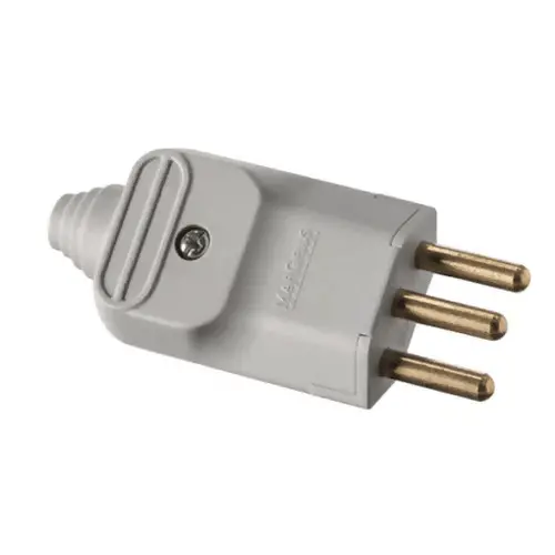 Plugue desmontável 2P+T 180º de 20A com prensa cabos  - Branco