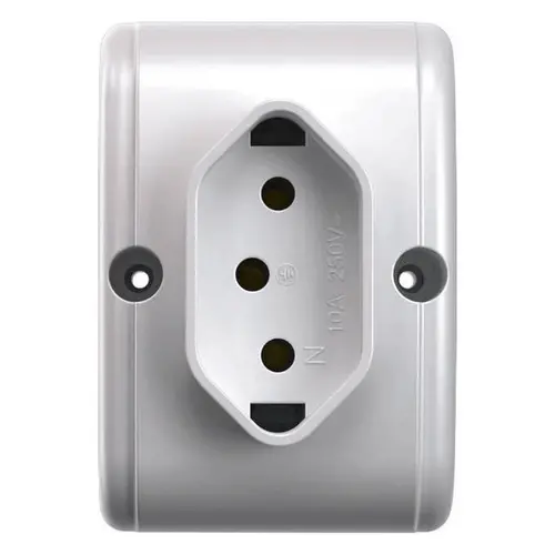 Tomada Externa 2P+T 20A/ 250V~ Branco (39190) - Linha Externa Mec-Tronic