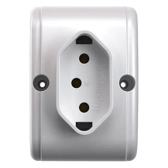 Tomada Externa 2P+T 20A/ 250V~ Branco (39190) - Linha Externa Mec-Tronic