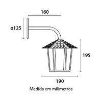 Arandela Colonial Sextavada Lente Polipropileno - Preto Blumenau - imagem 1