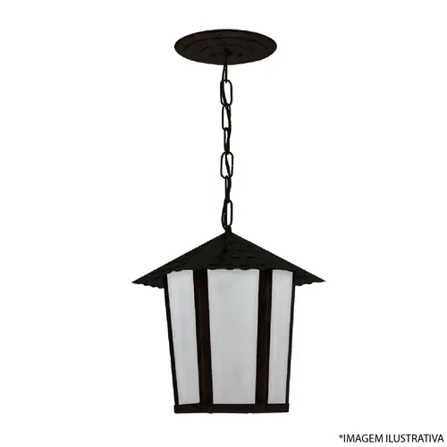 Pendente Colonial Sextavada 1xE27 Lente PP Preto-Blumenau