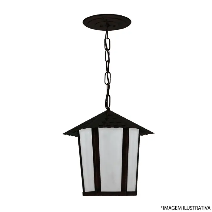 Pendente Colonial Sextavada 1xE27 Lente PP Preto-Blumenau