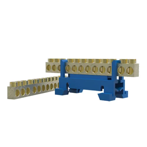 Borneira 12 Furos com Suporte Din Azul - Borne 12 Vias Neutro