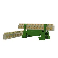 Borneira 12 Furos com Suporte Din Verde Borne 12 Vias Terra - imagem 1