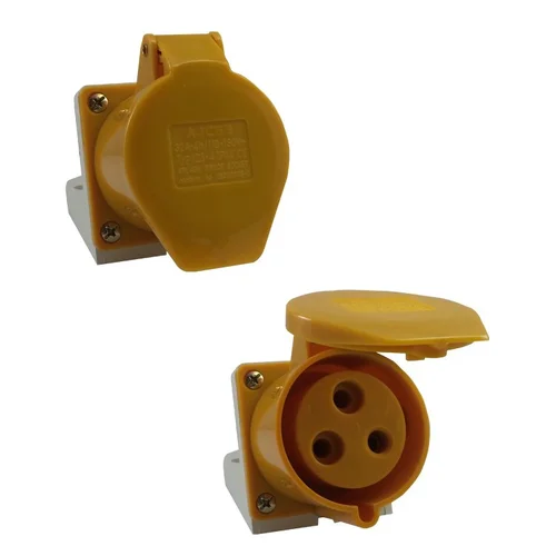 Tomada de parede/sobrepor 123-4 - 2P+T 4H 127Vca/32A Amarelo IP44