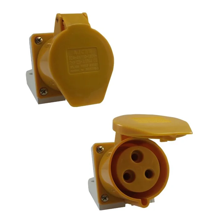 Tomada de parede/sobrepor 123-4 - 2P+T 4H 127Vca/32A Amarelo IP44