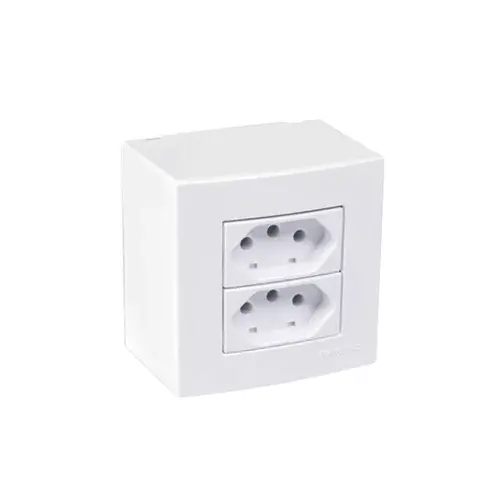 Caixa Sobrepor 75x75mm 2 tomadas 2P+T 10A Sleek Margirius