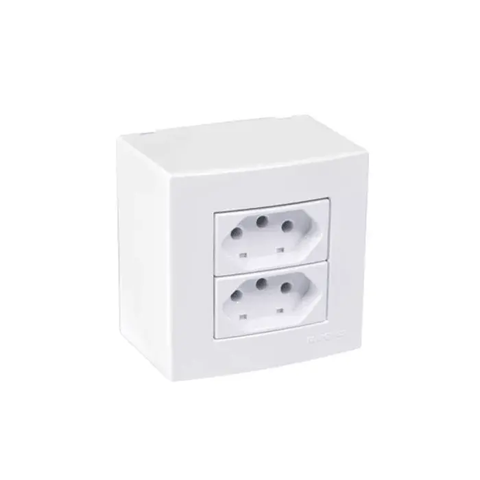 Caixa Sobrepor 75x75mm 2 tomadas 2P+T 10A Sleek Margirius