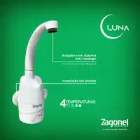 Torneira Elétrica Luna 5500W 220V Branca Zagonel  - imagem 1