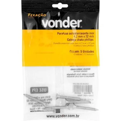 Parafuso AAT(cabeça chata) com Bucha, Pacote com 10 Unidades - Vonder