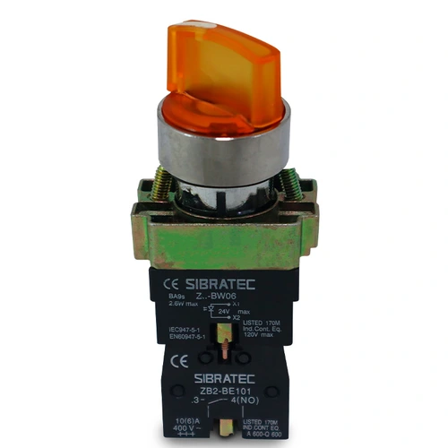 Chave seletora Iluminada Metálica XB2-BK3565 3 Posições Amarelo 24Vcc/Vca 2NA SIibratec