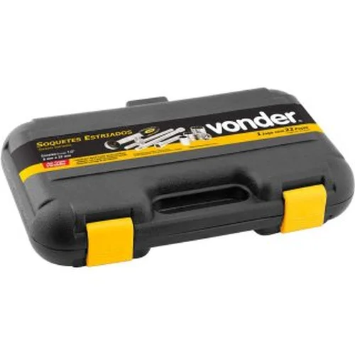 Jogo de soquetes estriados, encaixe 1/2", 8 mm a 32 mm, com 22 peças, VONDER