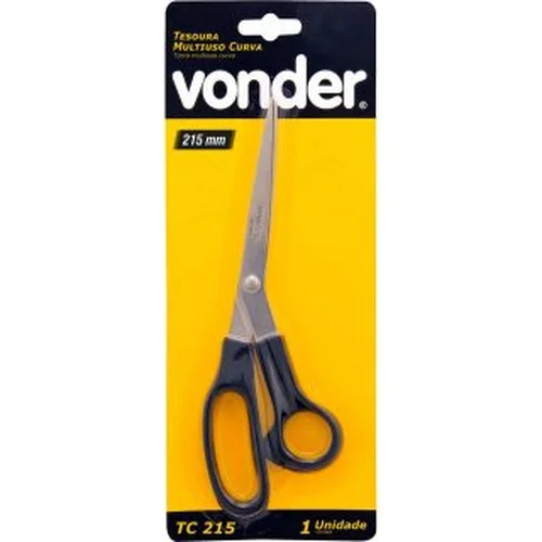 Tesoura multiuso curva, com cabo plástico, TC 215, VONDER