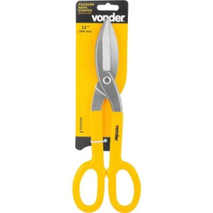 Tesoura 12", para chapas, modelo americano, corte reto, VONDER