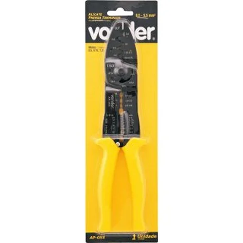 Alicate Prensa Terminais, pré-isolado, 0,5 mm² a 5,5 mm², AP 055, VONDER